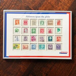 Framed Collection of Vintage Stamps, Various Countries